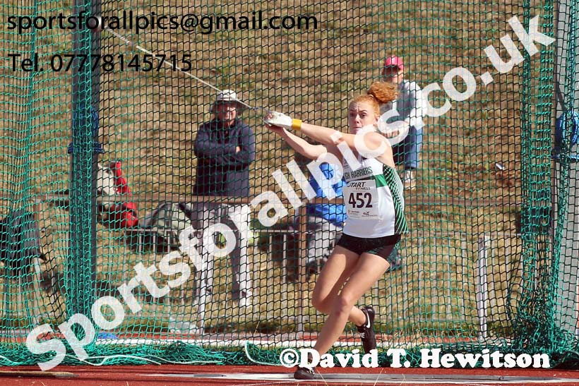 Womens under-17s hammer, 2018 Northern Under-17s/U-15s/U-13s Champs., Wavertree Athletics Centre, Liverpool. Photo: David T. Hewitson/Sports for All Pics